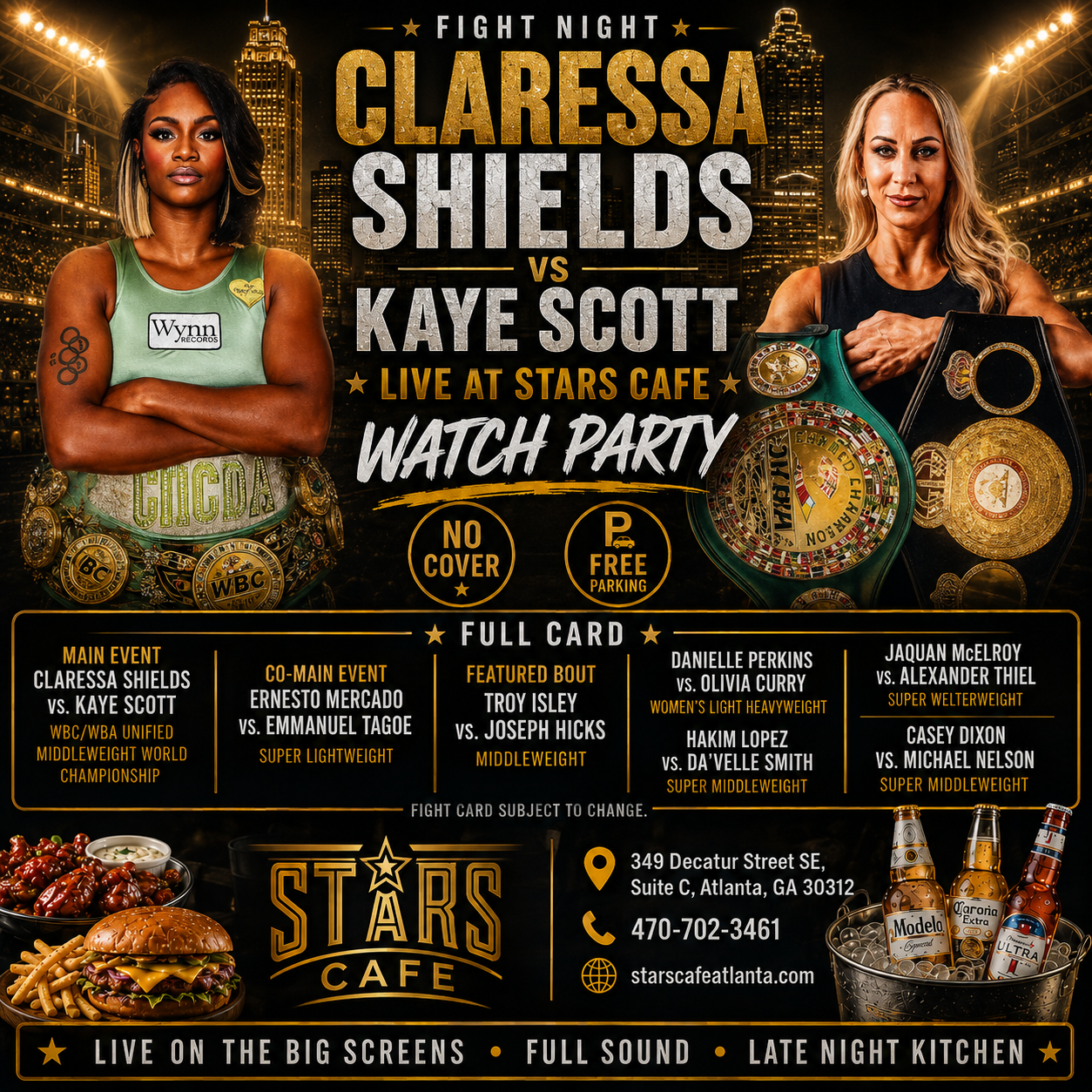 Fight Night watch party at Stars Cafe: Claressa Shields vs Kaye Scott