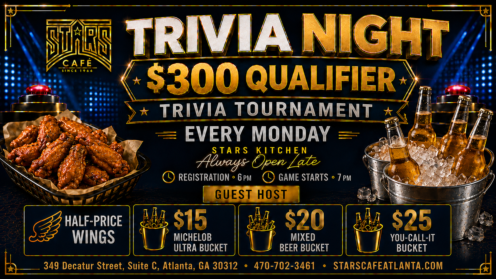 Trivia Night $300 qualifier tournament every Monday at Stars Cafe